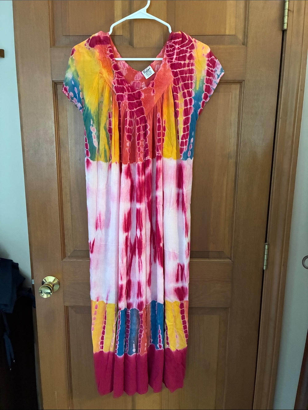Women’s Multicolor Tie-Dye Maxi Dress - Pink & Yellow